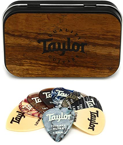 Taylor DarkTone Series Pick Tin - 1.25mm-1.5mm, Assorted Colors, 9-pack