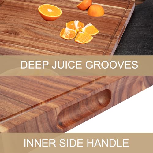Tabla de Cortar Grande de Madera Acacia 50.8x38.1 cm con Surco y Mango miniatura 3