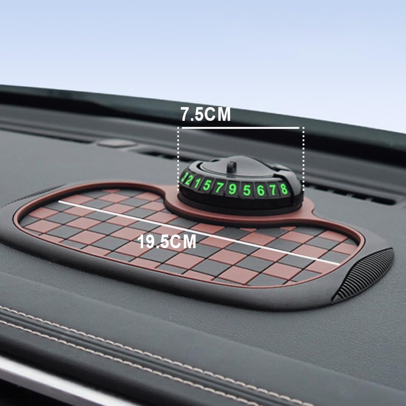 npcluo Multi-Function Car Anti-Slip Mat, 2025 New Car Dashboard Phone Holder Mat, Extra Large Pad with Rotatable Cellphone Stand, Portable Car Cellphones Holder Mat for Drivers to Put Gadgets (Brown)