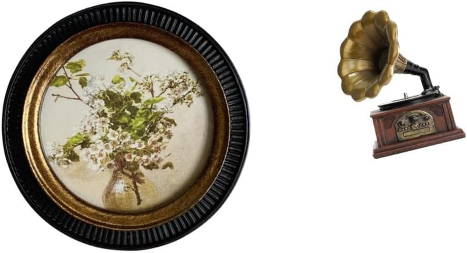 European Antique Resin Photo Frame and Vintage Collectible Sculpture Ornate Wall Hanging Figurine for Bedroom Retro Home Decor Housewarming Gift