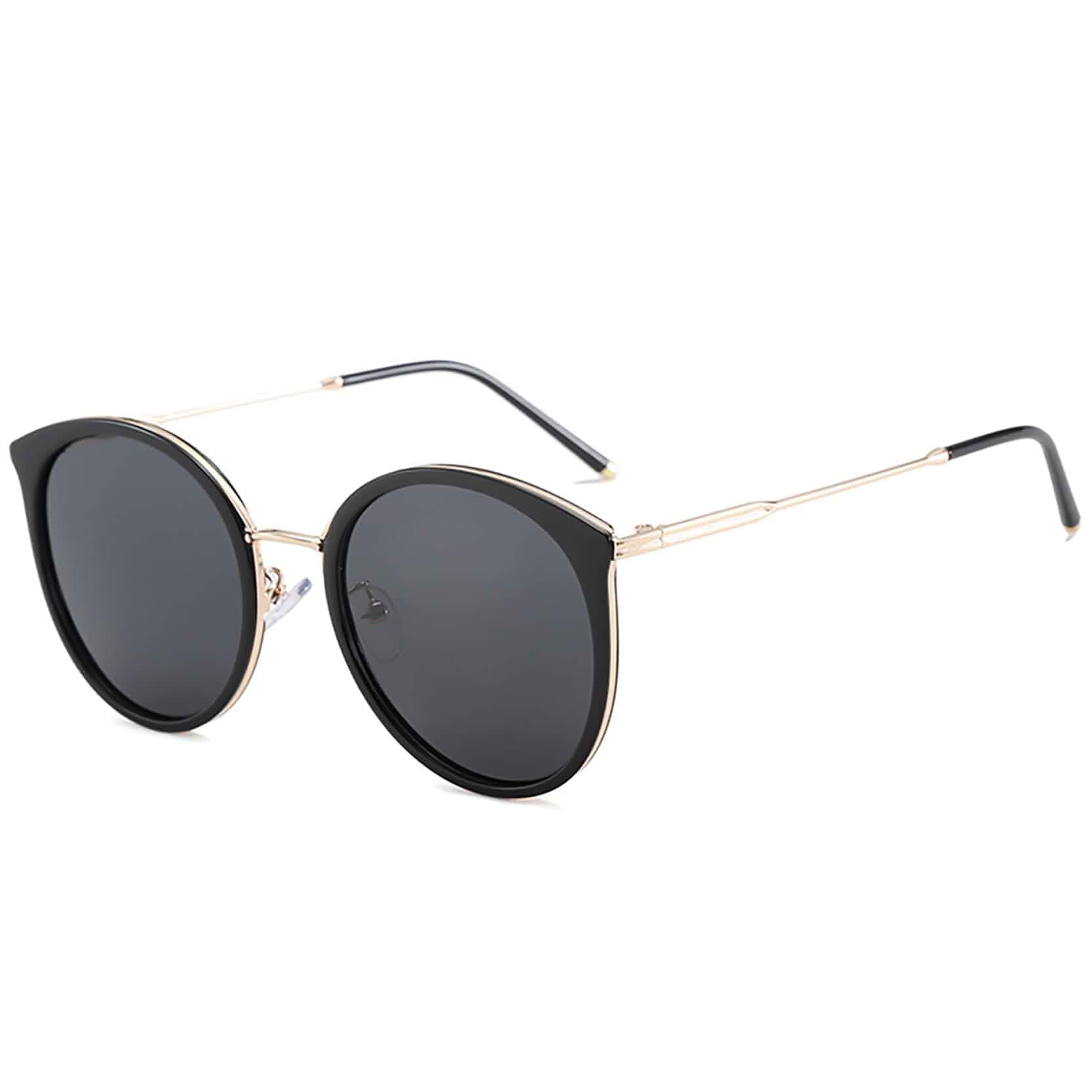 Modern Retro Polarized Cat Eye Round Oversized Sunglasses Women Medium Fit, UV400 protection, Designer look,Perfect for Daily Wear, Driving, Travel, Beach Essentials and Any outfits