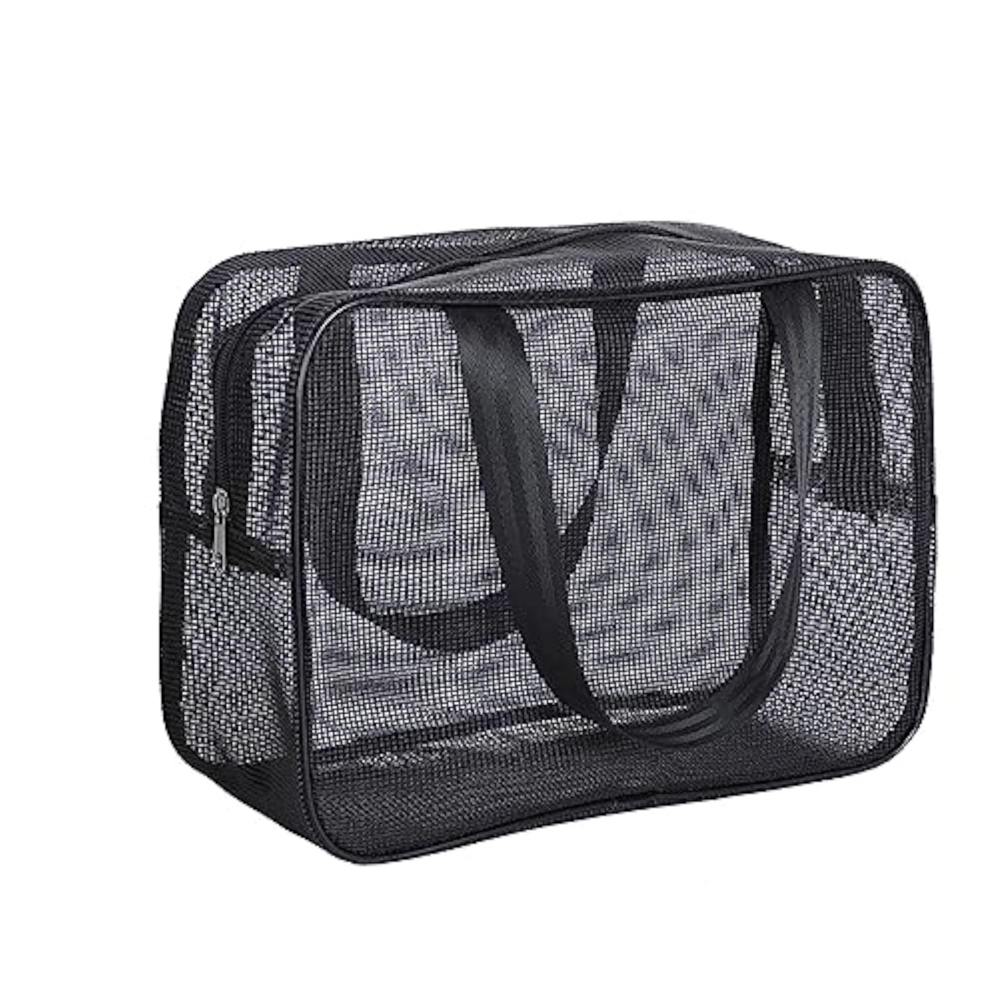 Portable Mesh Toiletry Bag Zipper Pouch, Sturdy Rectangle