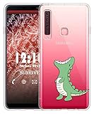 Sunrive Für Samsung Galaxy A9 (2018) A920F Hülle Silikon, Transparent Handyhülle Luftkissen Schutzhülle Etui Hülle für Galaxy A9 2018 SM-A920F/DS(TPU Dinosaurier)+Gratis Universal Eingabestift
