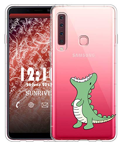 Sunrive Für Samsung Galaxy A9 (2018) A920F Hülle Silikon, Transparent Handyhülle Luftkissen Schutzhülle Etui Hülle für Galaxy A9 2018 SM-A920F/DS(TPU Dinosaurier)+Gratis Universal Eingabestift