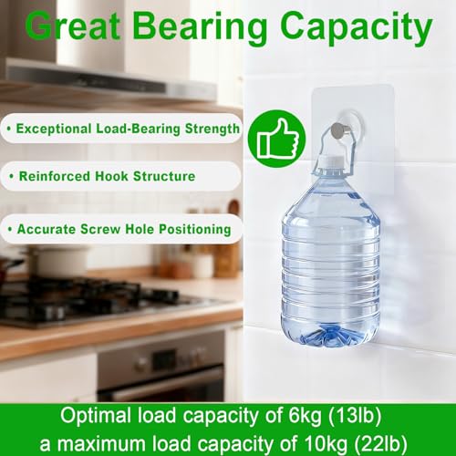 Image of Picture Hanging Hooks,6 PCS Heavy Duty Up-Grade Wall Hangers Without Nails,Wall Picture Hangers, Transparent Waterproof Adhesive Picture Hanger,Frame Hanger Sticky Hooks for Bathroom,Kitchen