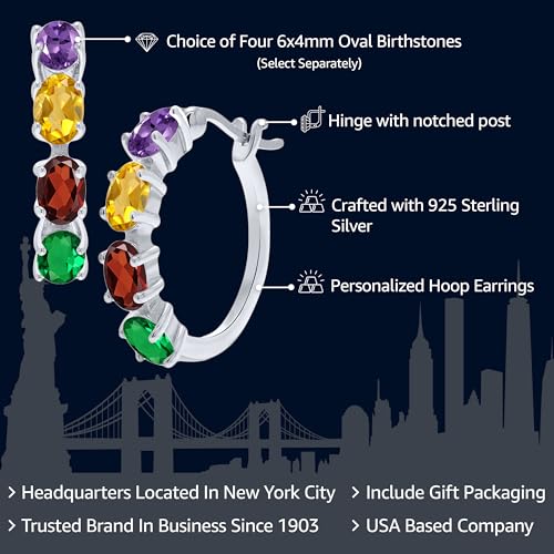 Gem Stone King 925 Sterling Silver Customize Personalized 4 Gemstone Birthstone Family Hoop Earrings For Women2