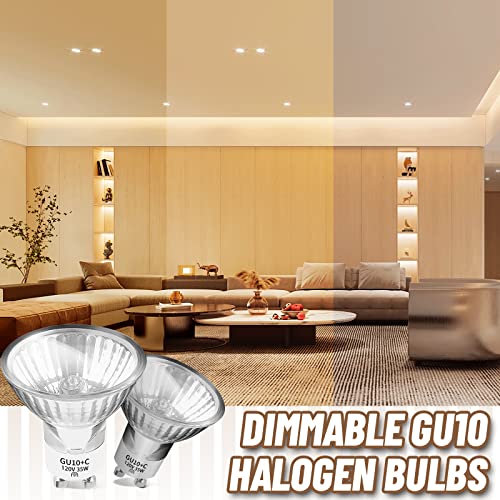 Linstaine 35W Gu10 Halogen Bulbs, High Brightness 450Lumens, 6 Pcs Mr16 Gu10+C 120V 35W Bulbs With Glass Cover, Dimmable Track Light Bulbs, Replacement Bulb For Candle Warmer, Range Hood Light Bulbs #TOP3