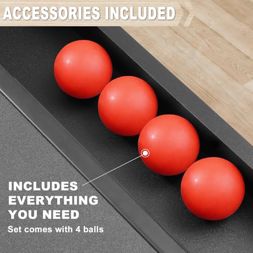 RAYKEEP 8’ Roll and Score Arcade Game Table, Classic Ball Machine with LED Electronic Scorer, Sound, Automatic Ball Return for Adults Kids Family Recreation Game Rooms - 4 Balls Included