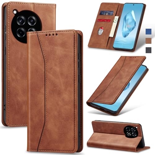 Image of Jasonyu Flip Wallet Case for OnePlus 12R,Brown