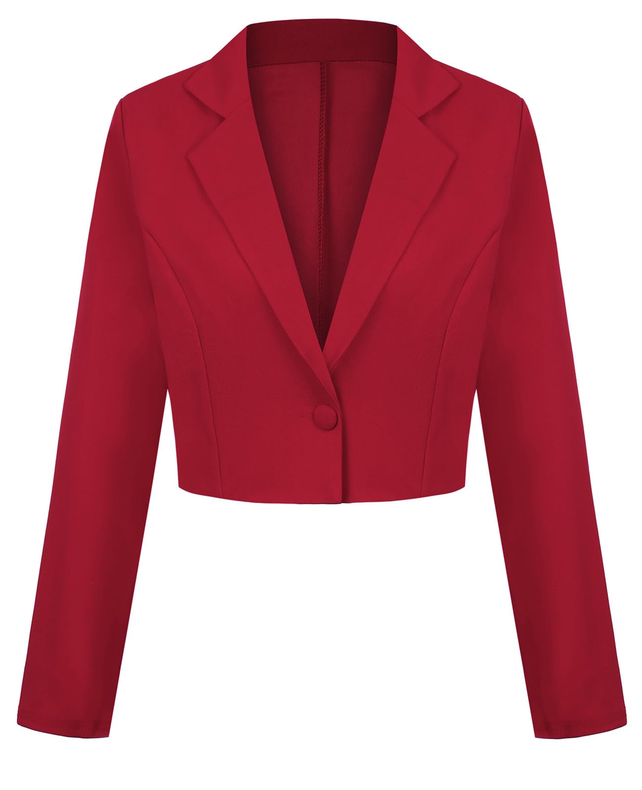 Cropped Blazer for Women Long Sleeve Notch Lapel Button Front Blazers Casual Work Office Cardigan Suit Jacket