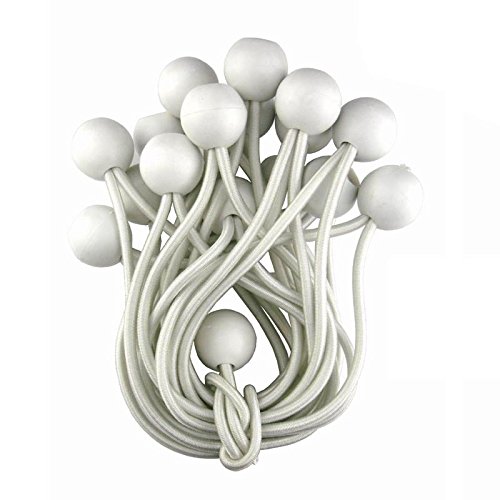 MTB SUPPLY - MTB 6 inches Bungee Cord with Balls Canopy Tarp Tie Straps White Color 25-Pack