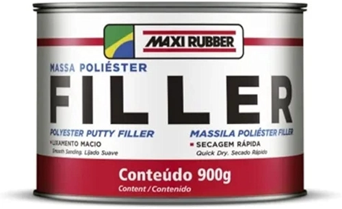 massa poliéster filler 900g maxi rubber
