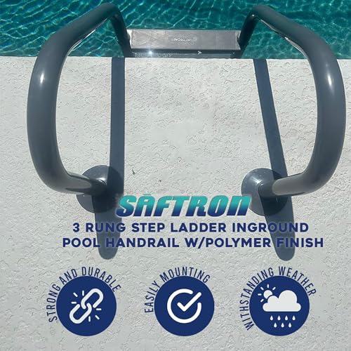 Escalera de piscina de 3 peldaños SAFTRON metálica con recubrimiento de polímero miniatura 6