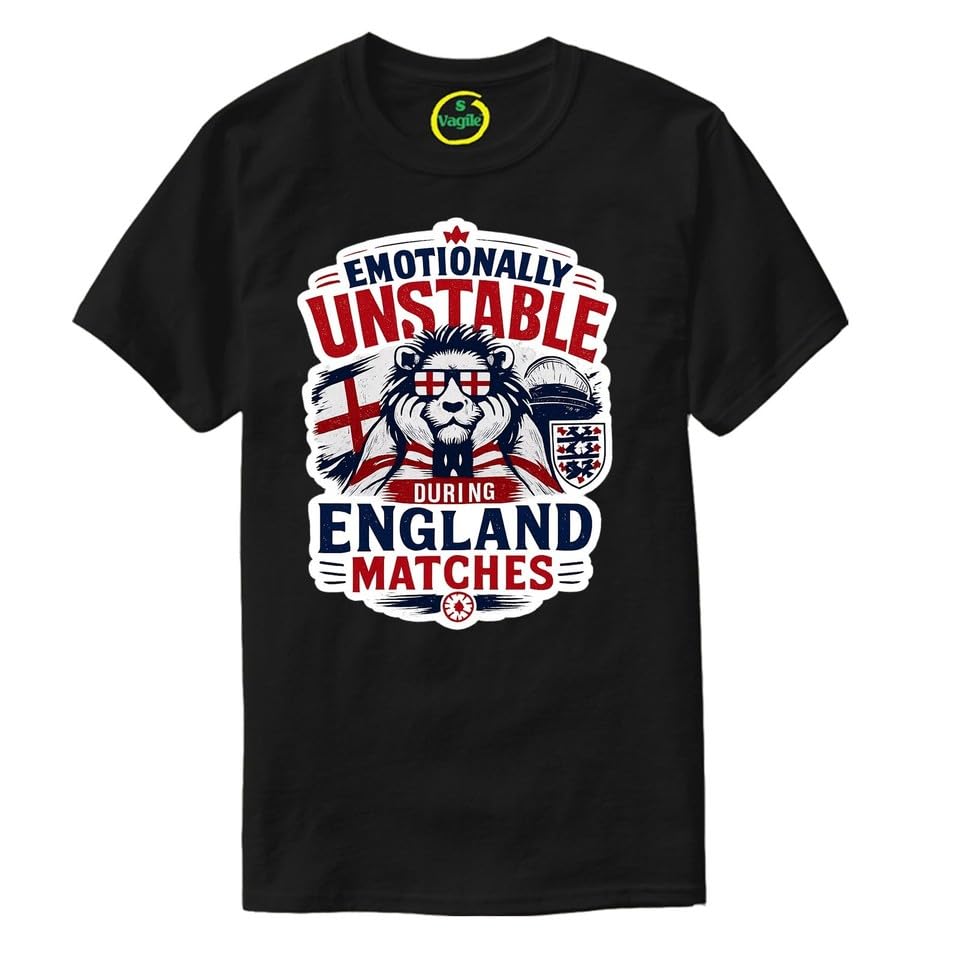 England 2026 World Cup T-Shirt - Emotionally Unstable During England Matches Tee Black