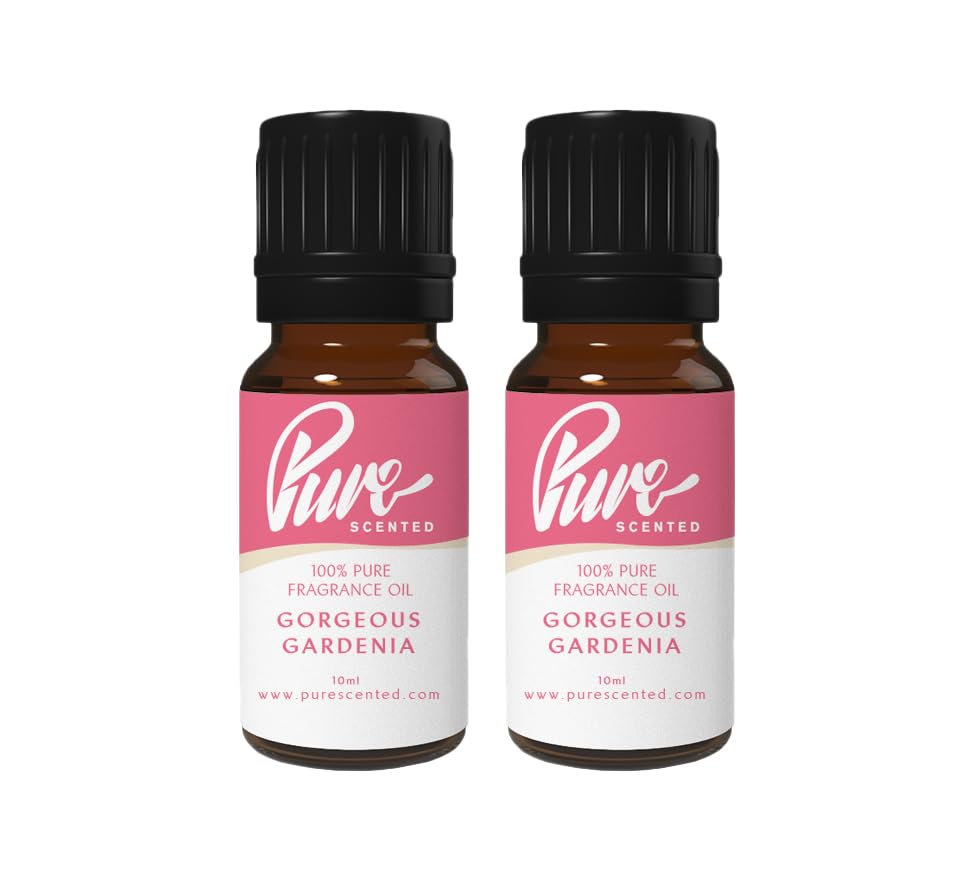 Pure Scented 20ml Fragrance Oils - 2 x 10ml Suitable for Candles, Soaps, Slime, Diffusers, Cosmetics, Wax Melts, Designer (2 x 10ml, Gorgeous Gardenia)