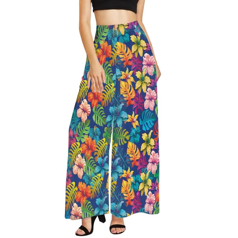 Hawaii Island Style Womens Pants Red Bloody Splash High Waisted Wide Leg Trousers Tie Dye Art Joggers Palazzo