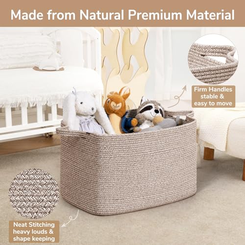 Image of Goodpick 85L Large Woven Rope Blanket Basket, Rectangle, Brown
