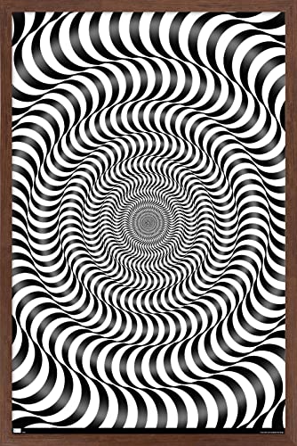 Trends International Zebra Stripe Optical Illusion Wall Poster, 22.375" x 34", Mahogany Framed Version