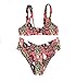 Produktbild Sexy Bikini-Set für Damen, 2-teilig, Bandage, Leopardenmuster, Knoten-BH, Triangel-Slip, Badeanzug für Schwimmen und Wasseraktivitäten Gr. L, Blätter-Druck