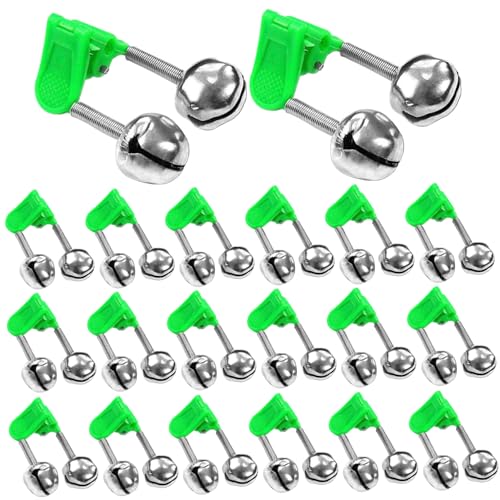 20Pcs Fishing Bells, Plastic Fishing Bells for Rods Clips with Dual Alert for All Kinds of Sea Rod