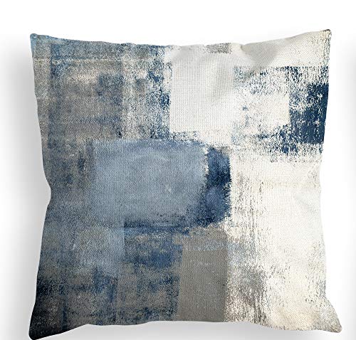 Colorpapa Blue Throw Pillow Covers 18X18 Set Of 4 Decorative Cushion Cover Grey Abstract Art Painting Pillowcase For Sofa Bedroom Living Room Décor #TOP1