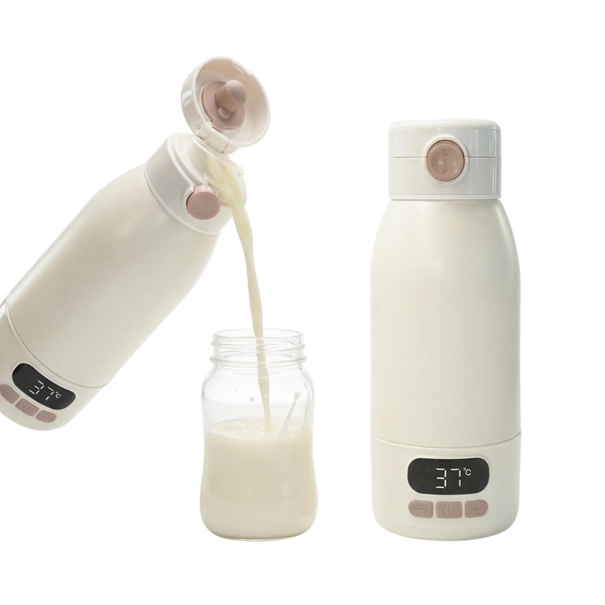 Calienta Biberones Portatil USB Recargable con Control 37°C – Calentador de Biberones y Leche Materna, Termo Biberón Bebé Acero Inoxidable, Calentador Leche Portátil Viaje