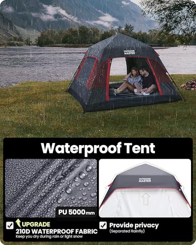 Image of OutdoorMaster Updated Camping Tents, 4 /6 Person Camping Tent with Blackout Shelter Technology, Easy Setup in 60 Seconds, Weatherproof Pop Up Tent with Top Rainfly, Instant Cabin Tent