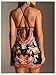 RoseSeek Women's Floral Boho Dress Criss Cross Tie Backless Mini Dresses Halter A Line Sundress Black Multicolor Medium