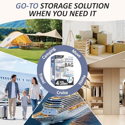 Cozy Essential Vacuum Storage Bags, 80% Compression Vacuum Seal Space Saver Plastic Packaging Bags for Clothes, Blankets, Pillow, Bedding, Comforters, Sealer Clothing Storage,6 XXL Jumbo by Cozy Essential - Image 7