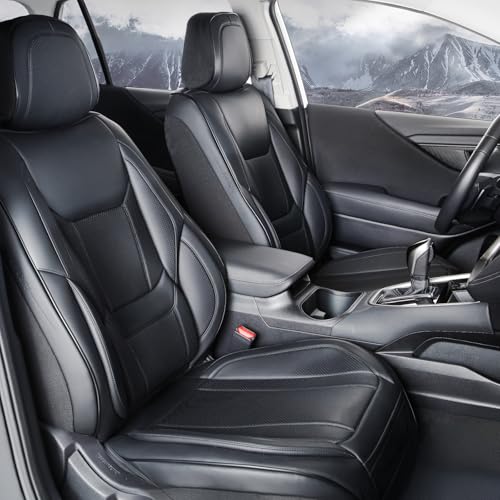 Coverland Custom Car Seat Covers Front Seats for [2005-2009 Mustang] - Protector Car Seat Cover Water Resistant Leather Memory Form Back Support Seat Cushion [Front-Black]