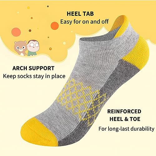 Comfoex Boys Socks 6 Pairs Ankle Athletic Sock Half Cushioned Low Cut Socks For Little Big Kids3