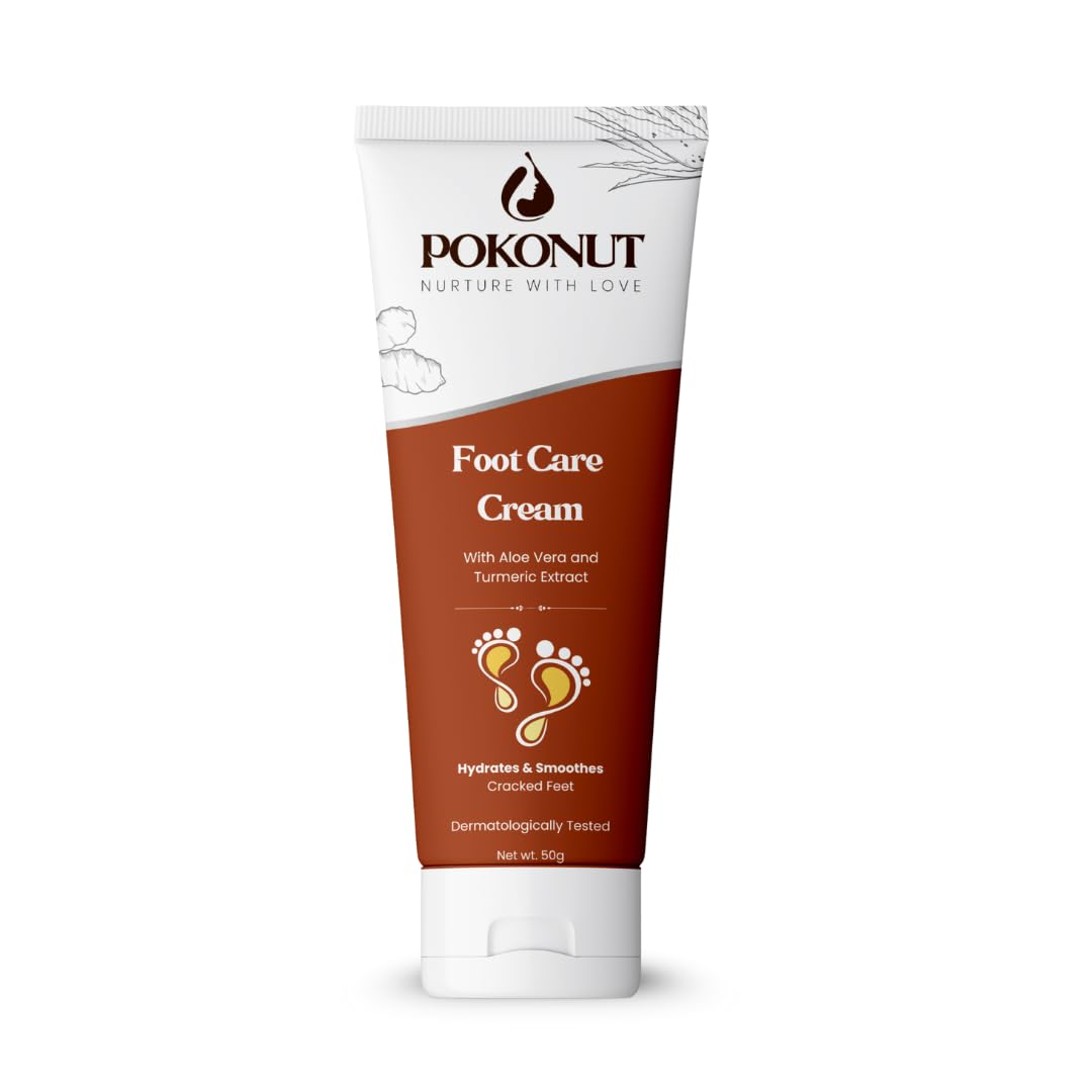 POKONUT - nurture with love Foot Care Cream For Dry And Cracked Heels | Aloe Vera And Turmeric Extract (50 G) | Moisturizes And Repair Feet | Intense Hydration And Nourishment For Women, Men
