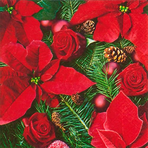 ti-flair Servietten Papier 33x33cm 20 Stück Weihnachtsstern Motiv -...