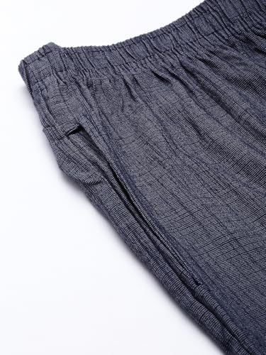 Image of MINELLI Women Solid Cigar Pants, Cotton Lycra Slub Fabric, Elasticated Waistband, Pull On Style, Regular Fit Bottom Wear for Western and Ethnic Wear