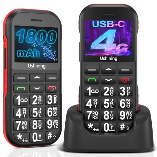 ukuu Seniorenhandy mit großen Tasten und ohne Vertrag, Dual SIM Rentner 4G Senioren Handy mit SOS...