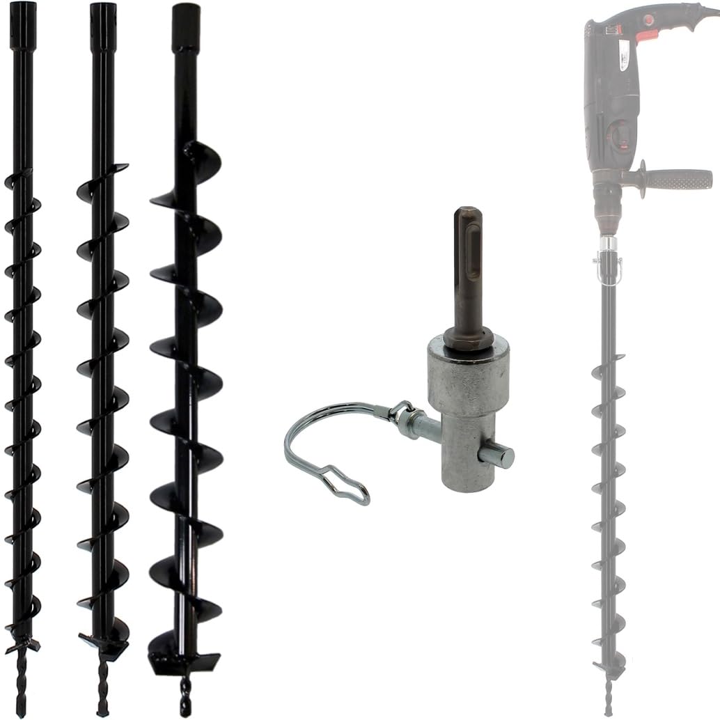 Lote de brocas de barrena Ø 40, 60 y 80 mm con adaptador para taladro y perforador SDS-plus