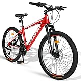 CARPAT SPORT 27.5 Zoll Aluminium Mountainbike Shimano 21 Gang-Schaltung, Doppelscheibenbremsen, geeignet für Erwachsene, Alu MTB- Rot