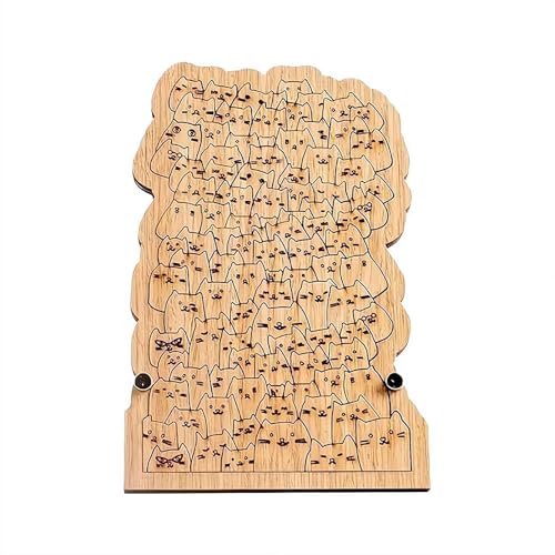 100ピース 猫型木製ジグソーパズル 大人用 かわいい動物猫 愛らしい猫の輪郭付きフレームと木製カバー付き ホームデコレーション ギフト