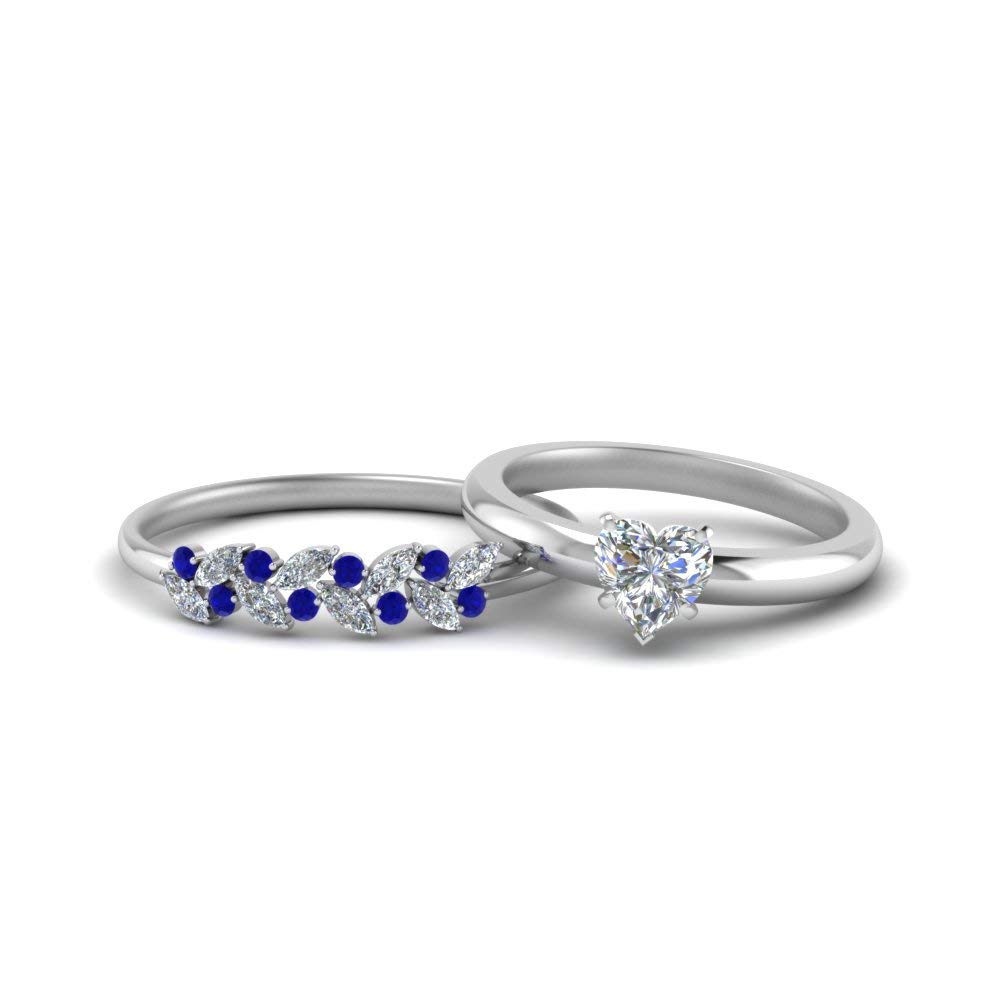 Choose Your Gemstone Unique Diamond CZ Bridal Ring Set 925 Sterling Silver Heart Shape Wedding Ring Sets Matching Jewelry Wedding Jewelry Easy to Wear Gifts US Size 4 to 12