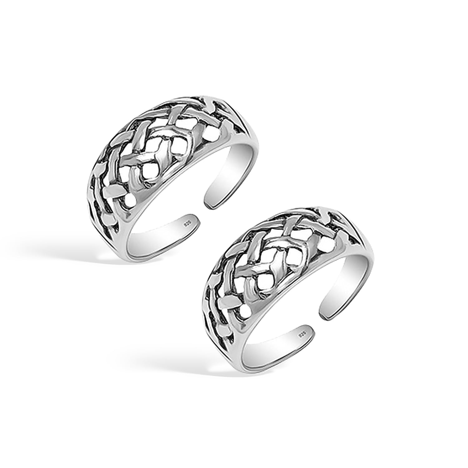 925 Sterling Silver Oxidized Toe Rings for Women