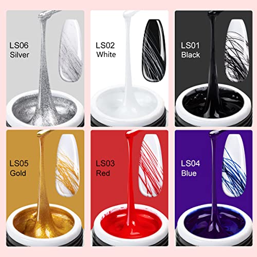 Image of SAVILAND 6 Colors Spider Gel with Nail Art Brushes