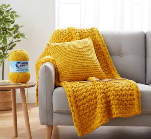 Image of ProKart Premium 4-Ply Woolen Knitting Yarn | 100g Yellow Mango Hand Crochet Soft Wool for Sweaters, Scarves, Hats, Baby Clothes & DIY Craft Accessories (1 Ball x 100g) - PRO12