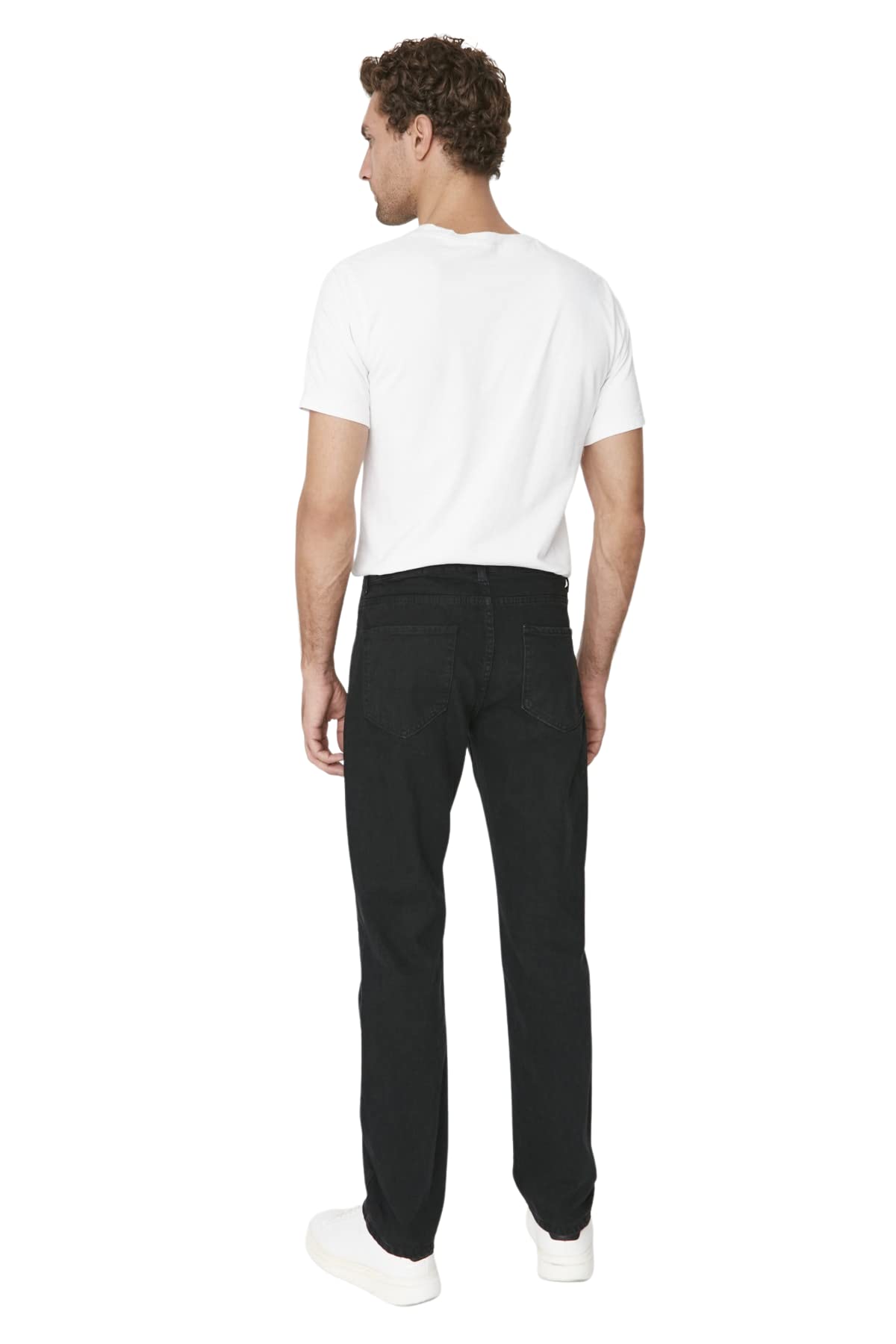 Trendyol Herren Gerade Gerade Normale Taille Jeans, Jeans Uomo, Black,
