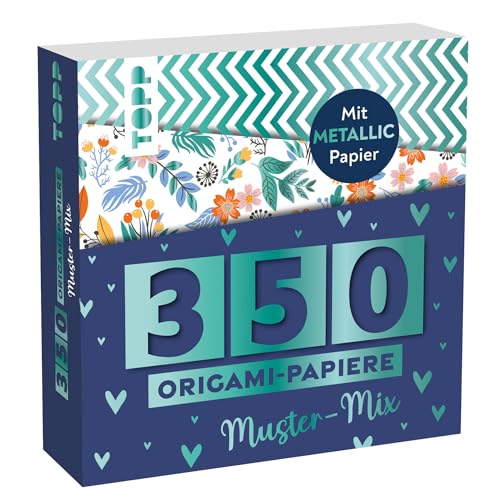 Topp 350 Origami-Papiere Muster-Mix Motiv-Papier, Bastelset, Faltpapiere