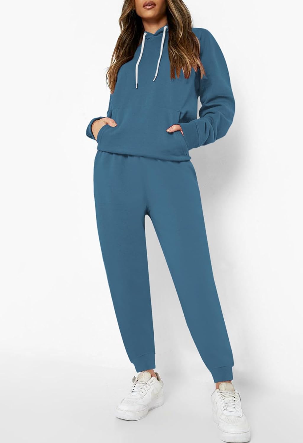 Fixmatti Women Pullover Hoodie Pockets Sweatpants Sport Jogger Sweatsuit - Image 5
