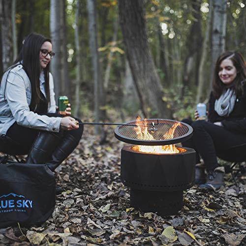 Blue Sky Outdoor Living The Ridge Portable High-Efficiency Pellet Fire Pit with Spark Screen and Poker, Black