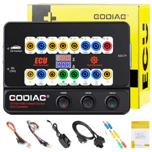 Image of GODIAG GT100+ OBD2 Breakout Box, 16-Pin Automotive ECU Connector Scan Tool for Bench Testing and CAN Bus /K-LINE Signal Testing