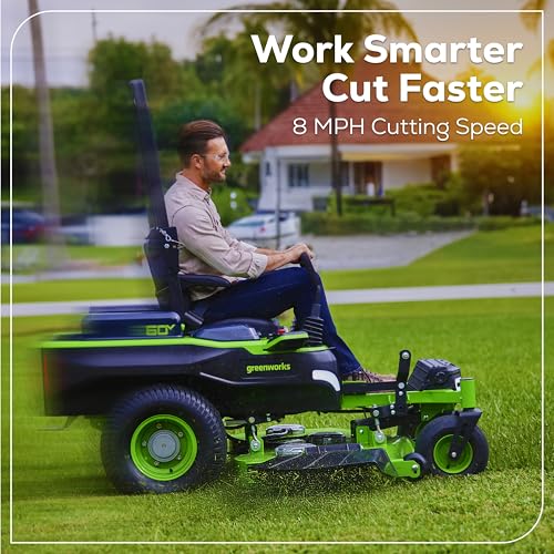 Image of Greenworks 60V 60 inch MaximusZ Zero Turn Riding Lawn Mower, (2) 20.0Ah + (4) 8.0Ah Batteries and 1.5kW Fast Charger