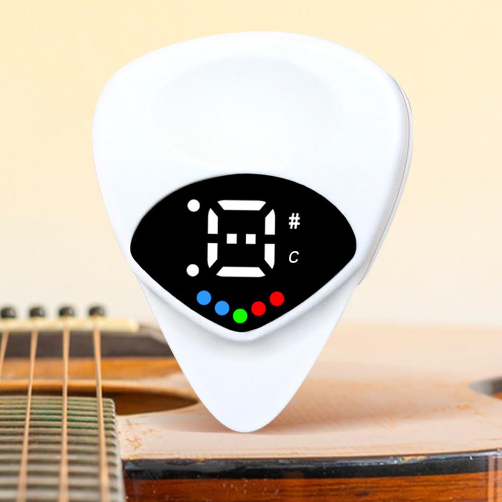 Kostki gitarowe 2 w 1, tuner gitarowy do gitar akustycznych i elektrycznych (biały)