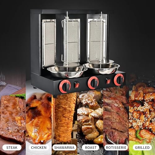 Machine Shawarma à gaz rotative avec 3 brûleurs et réglage de 50 à 300 °C - 3